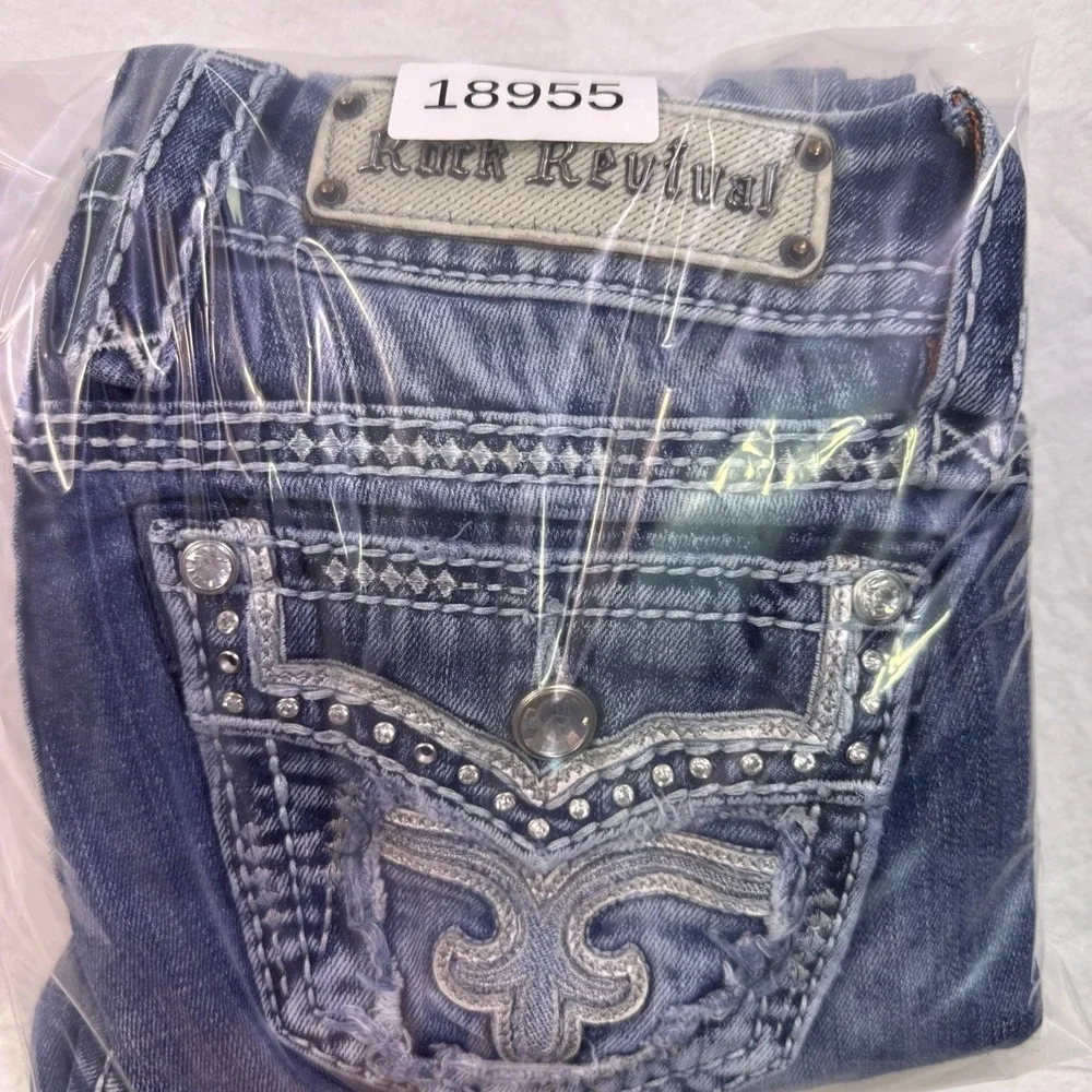 Rock Revival Jeans Women 27   BENITA  SKINNY  rhinestones embelished